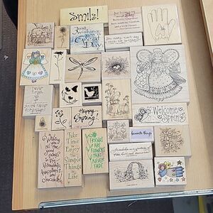Stampin Up lot of 29 spring stamps and ink pads (set M)